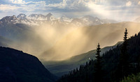 Rain shower over McDonald Creek Valley with Heavens Peak (elev. 8987 ft.)