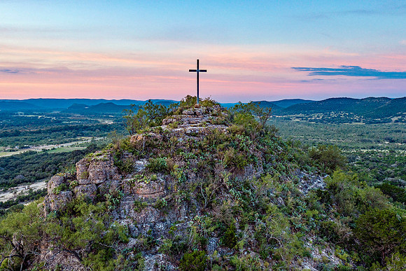 Cross atop Shoe Peg Mountain, looking south