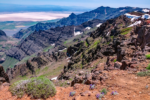 Steens Mtn. (elev 9,733 ft) and Alvord Desert (elev 4,000 ft)